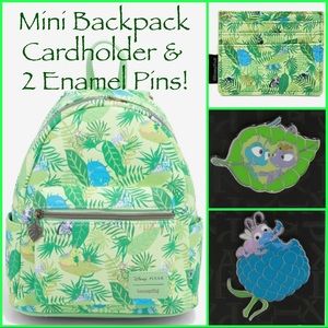 LOUNGEFLY DISNEY PIXAR A Bug’s Life MINI BACKPACK, CARDHOLDER & ENAMEL PINS!